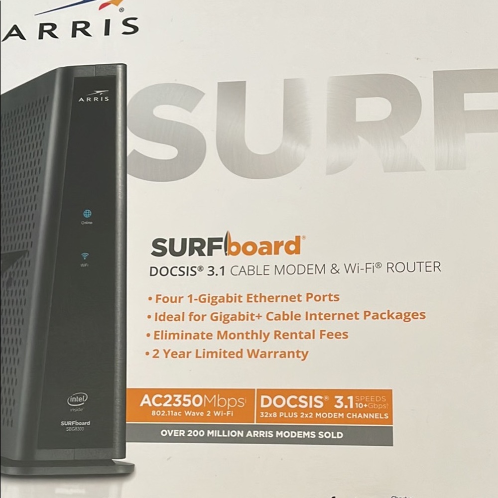 Arris surfboard docsis 3.1 cable modem and Wi-Fi router